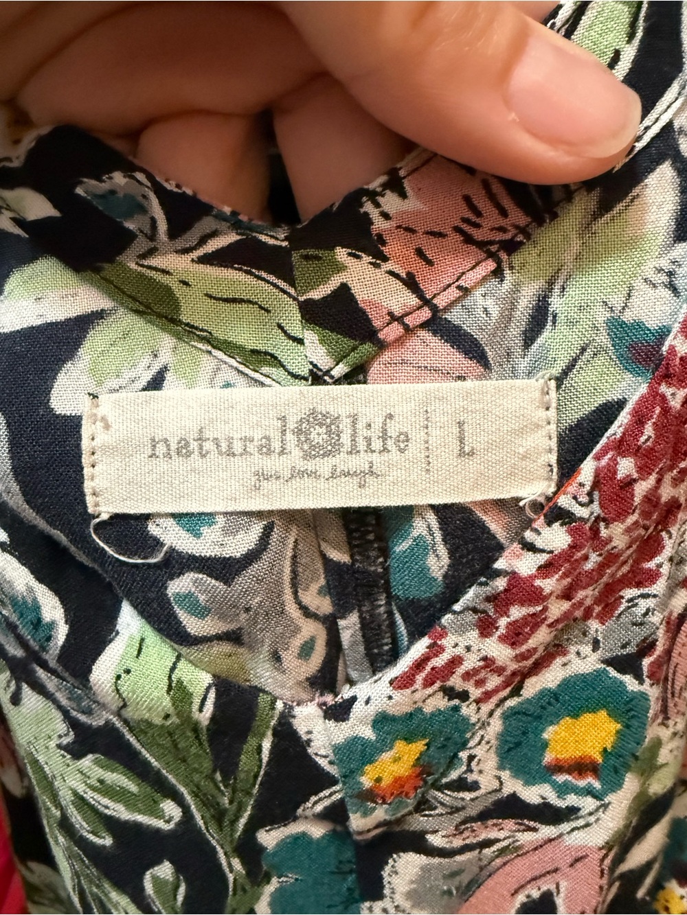 NATURAL LIFE Black Floral V-Neck Jumper - Picture 2 of 4